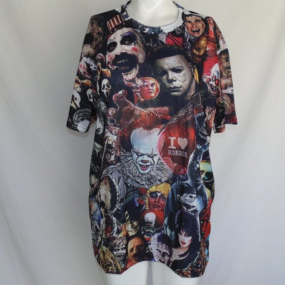 Horror Movie Villans Tee, M Collage, Short sleeve, Multicolor, Slashers, T-shirt - Picture 7 of 11